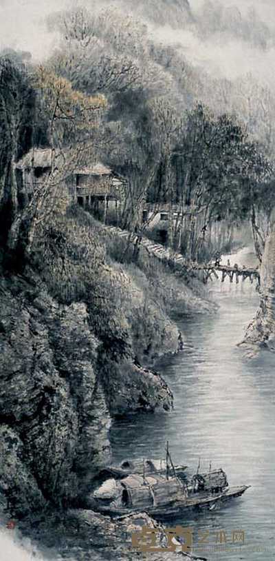 叶经天 海泛余舟 镜心 136×68cm